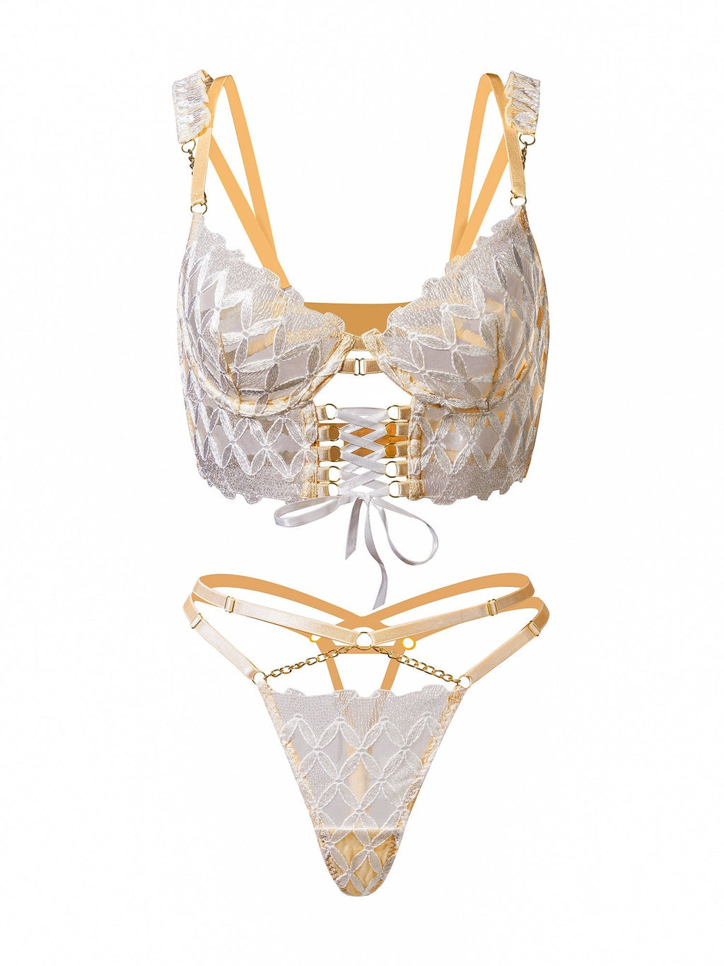 Delicate White Embroidery Lingerie Set - Novaesta