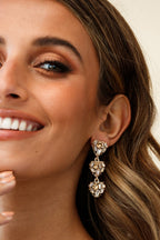 Heart-shaped Rhinestone Earrings Remember Me Champagne