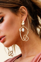 Paloma Abstract Pearl Drop Earrings in Gold