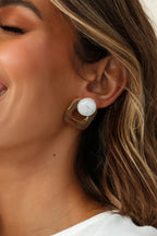 Geometric Marble Acrylic Earrings Halle Beige