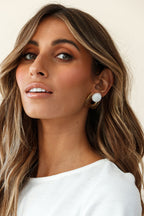 Geometric Marble Acrylic Earrings Halle Beige