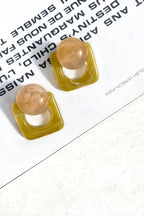 Geometric Marble Acrylic Earrings Halle Yellow