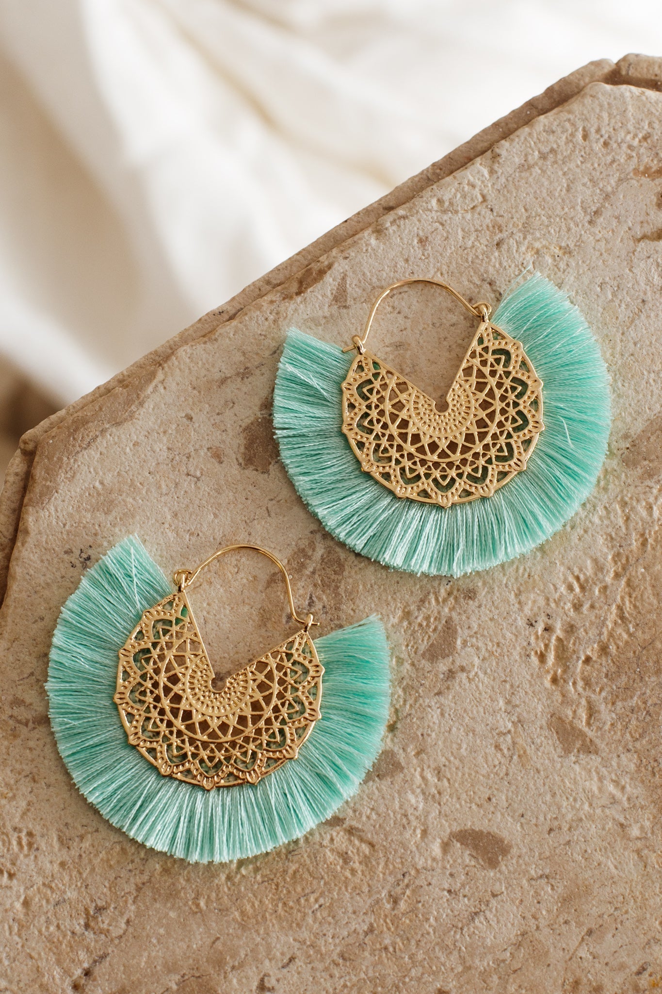Gold Filigree Tassel Earrings Bali Sage