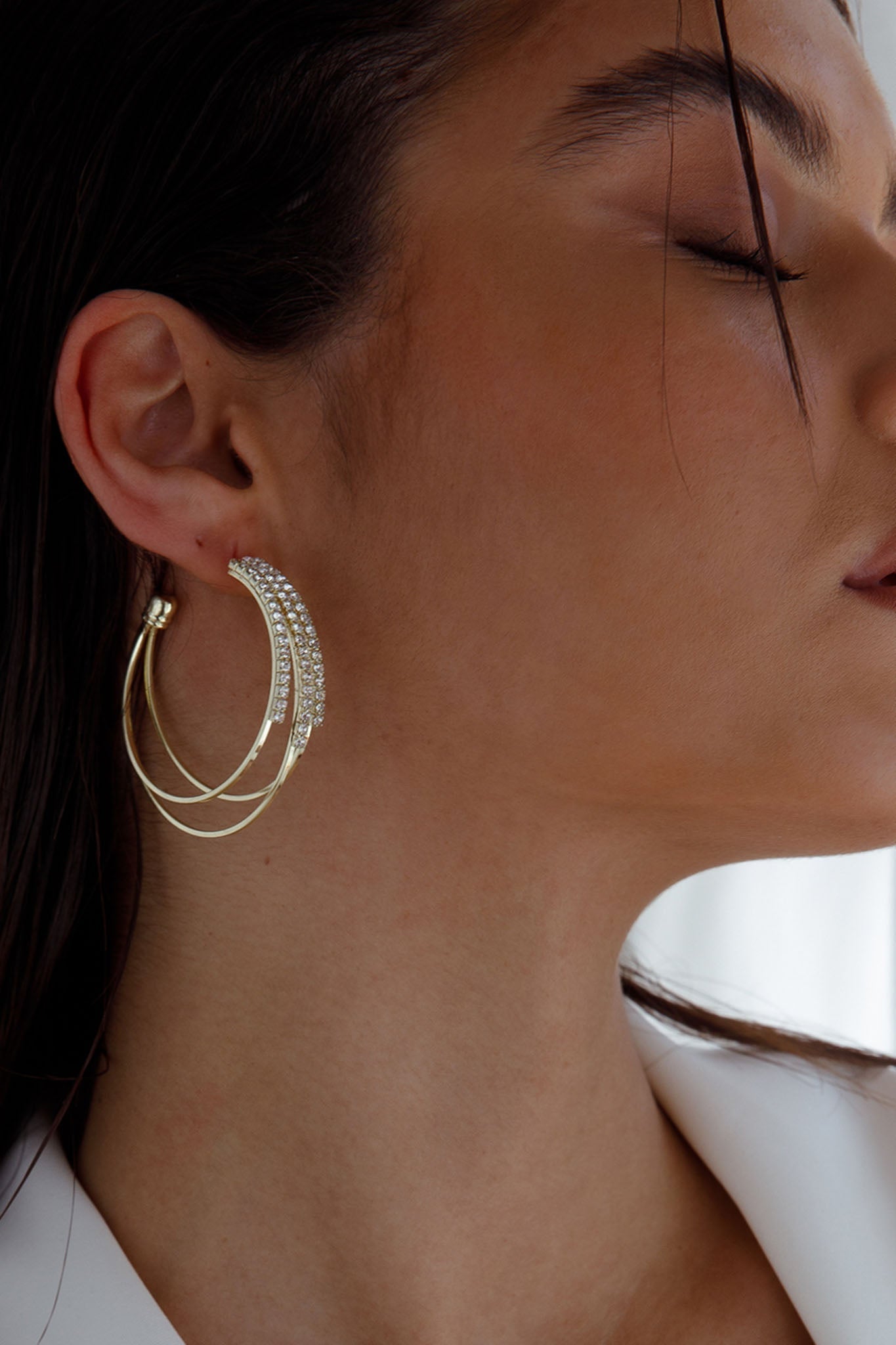 Zilla Triple Hoop Gold Earrings