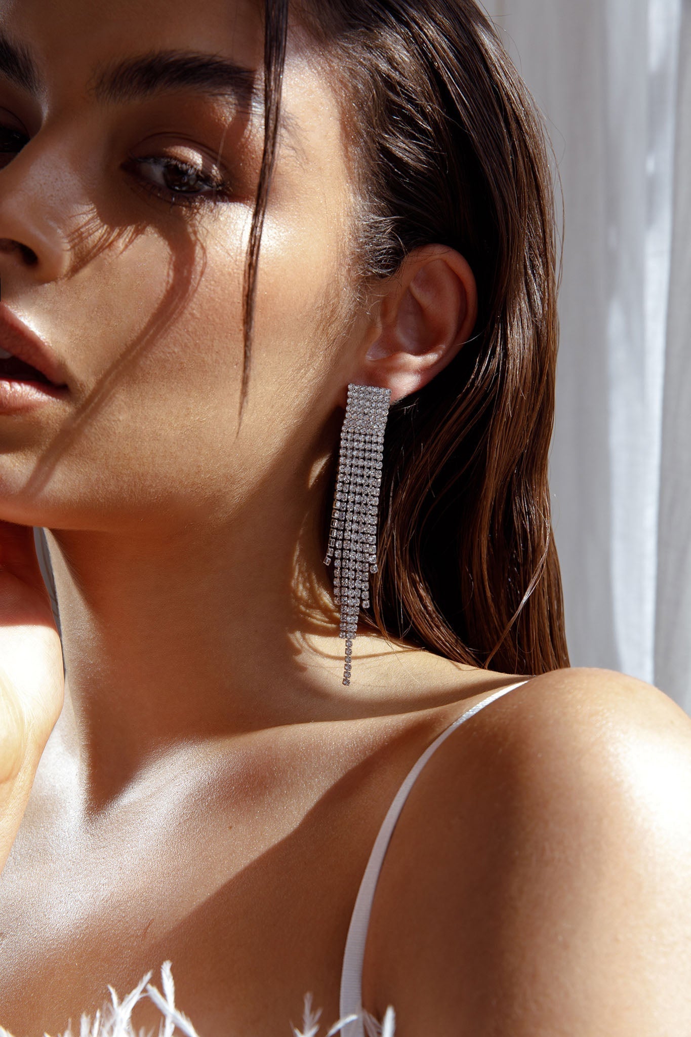 Zarah Silver Diamond Fringe Earrings
