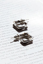 Small Square Hoop Earrings Maddox Silver
