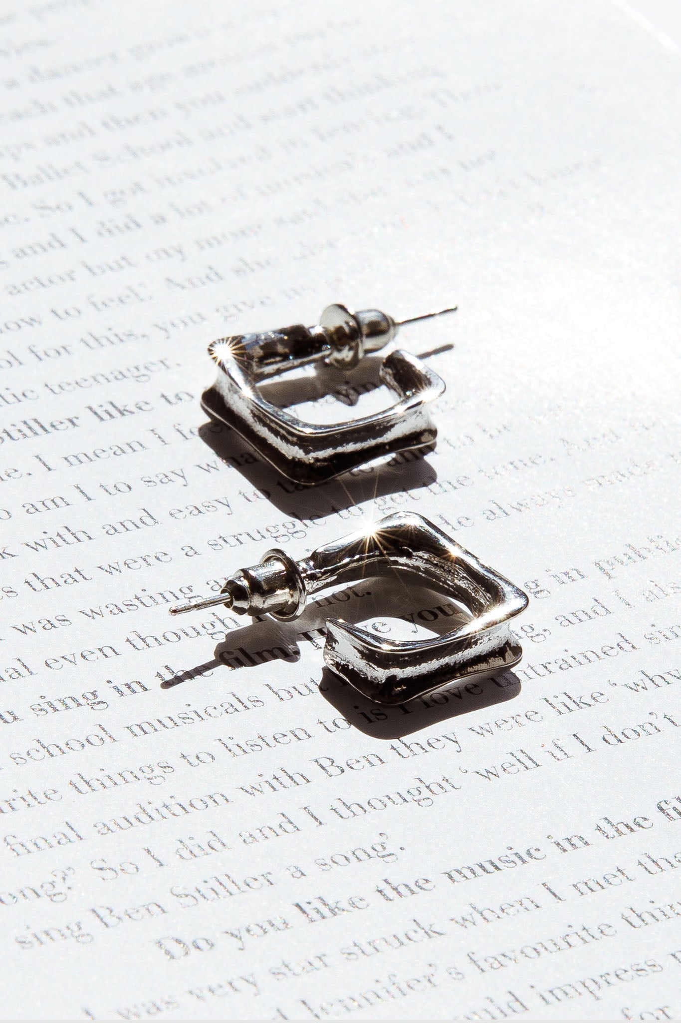Small Square Hoop Earrings Maddox Silver