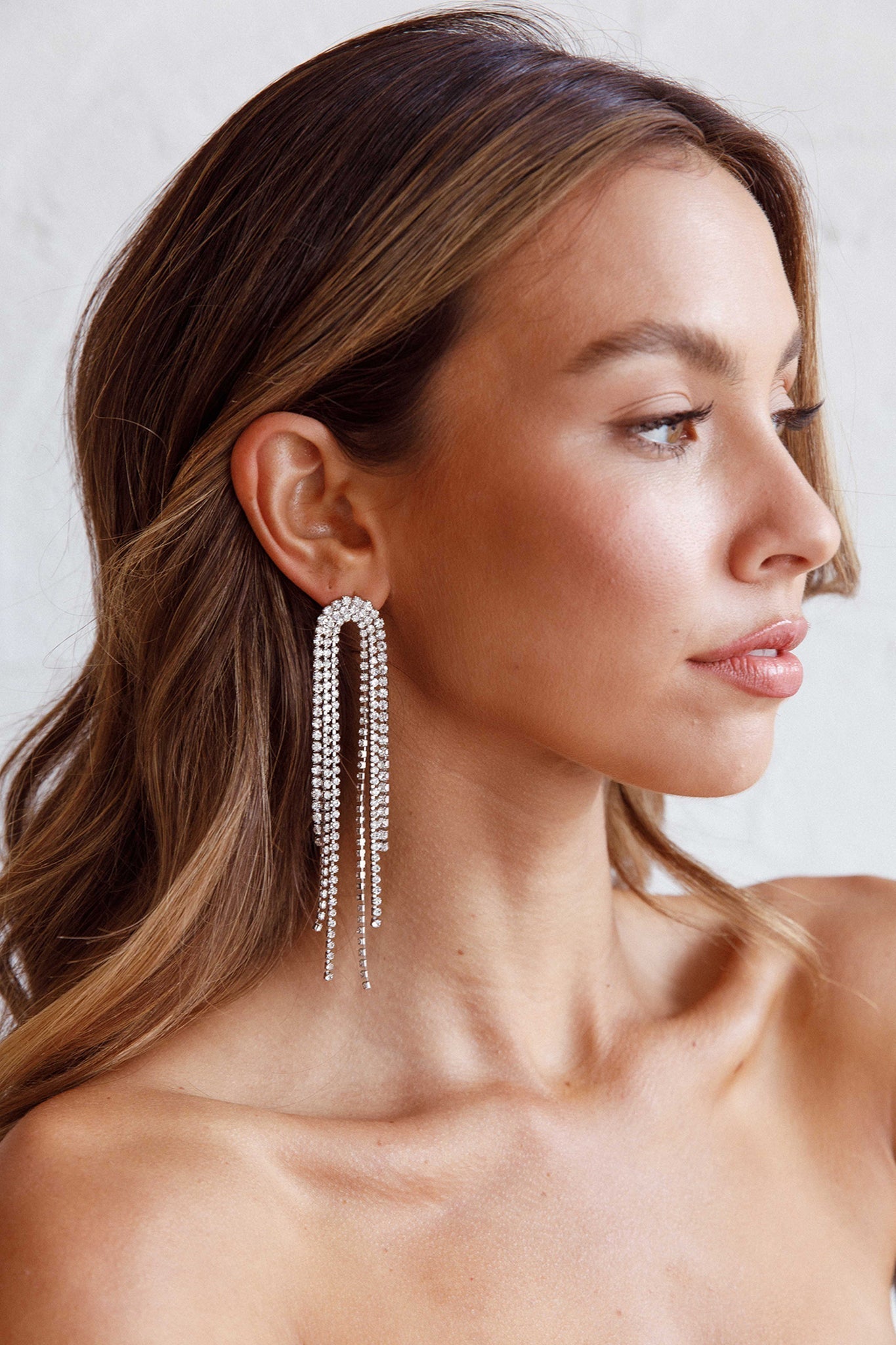 Angela Diamond Drop Earrings Silver