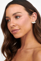 Eva Three Pearl Gold Earrings