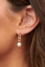 Mabel Gold Chain Earrings with Pearl Drop