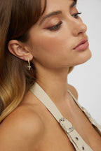 Gold Plated Cross Zircon Earrings