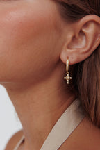 Divine Gold Zircon Cross Earrings