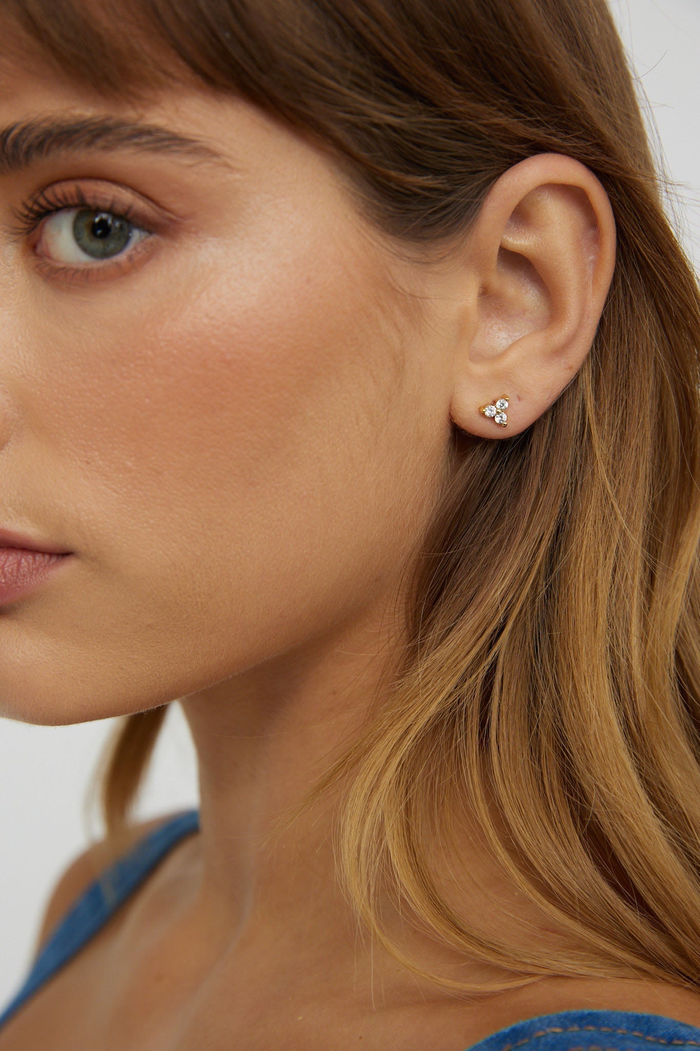 Trinity Gold-Plated Zirconium Stud Earrings