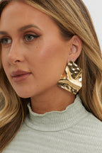 Oversized Geometric Mae Earrings in Gold