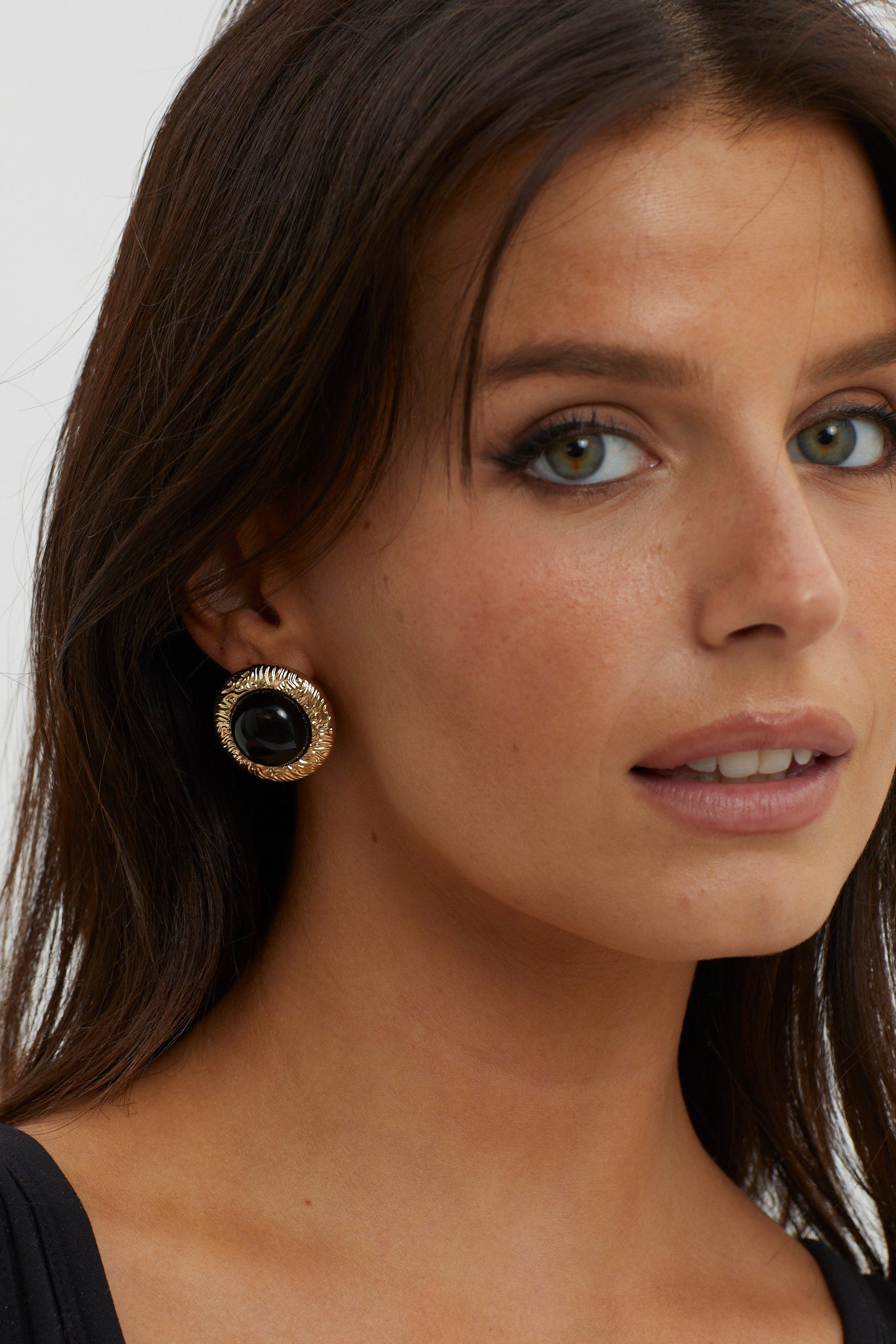 Black Misty Dome Earrings