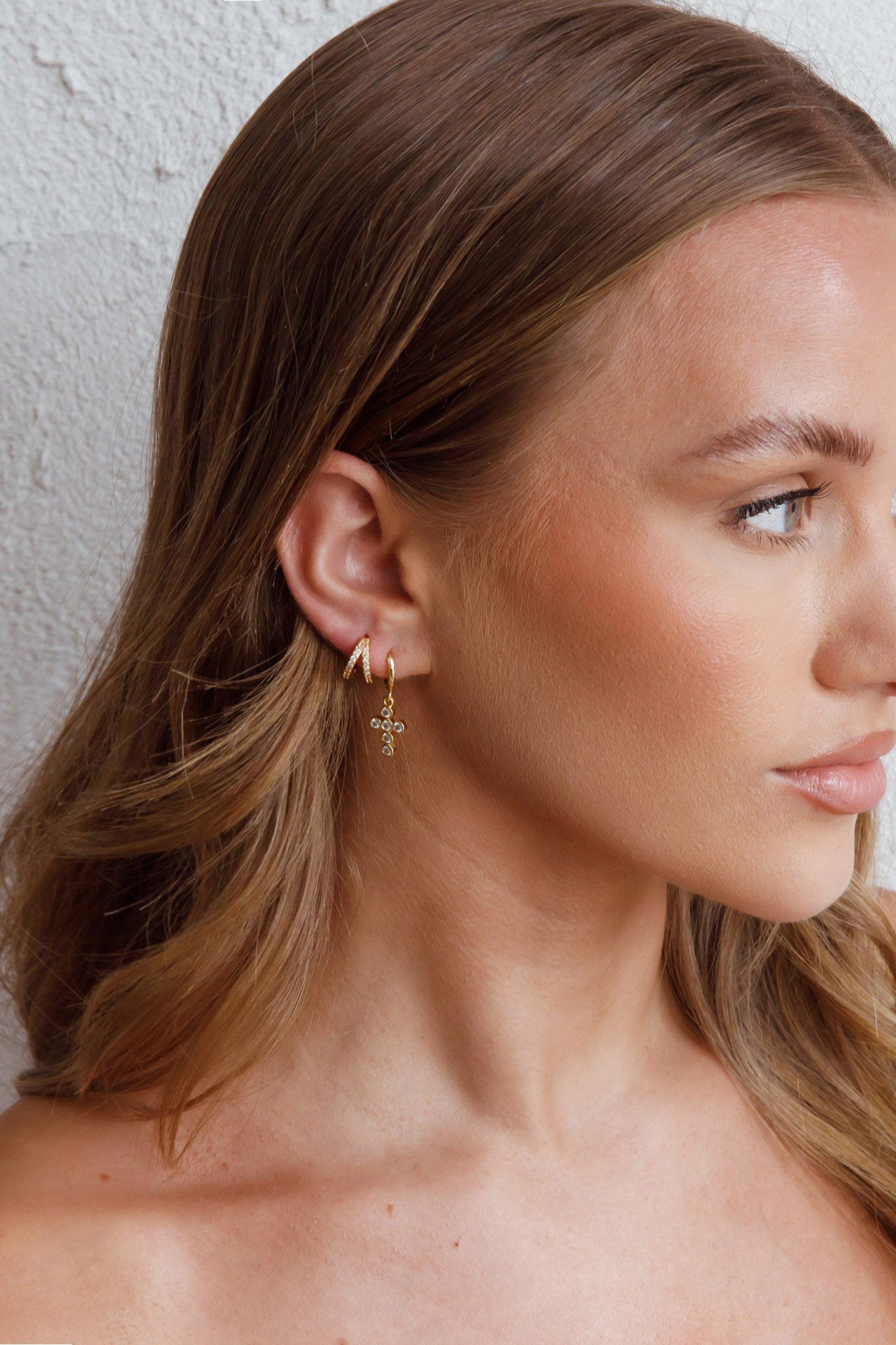 Santiago Drop Diamond Hoop Earrings