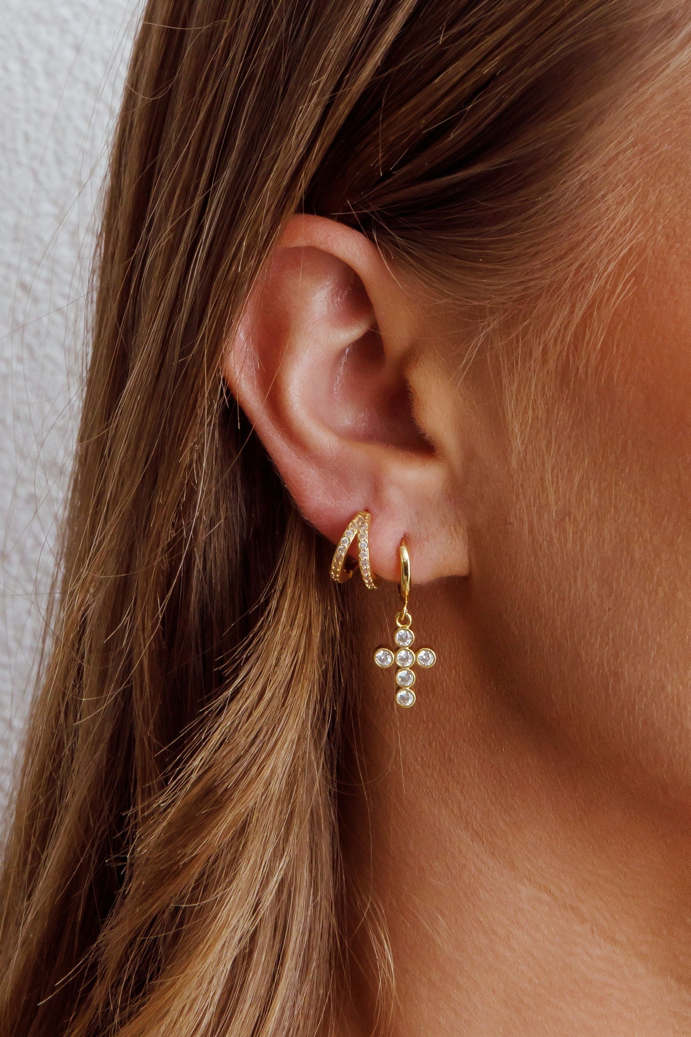 Santiago Drop Diamond Hoop Earrings