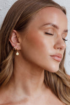 Gold Teardrop Diamante Hoop Earrings