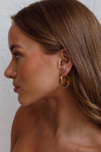 Mona Triple Ring Gold Earrings