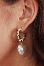 Gold Blown Pearl Hoop Earrings Paris