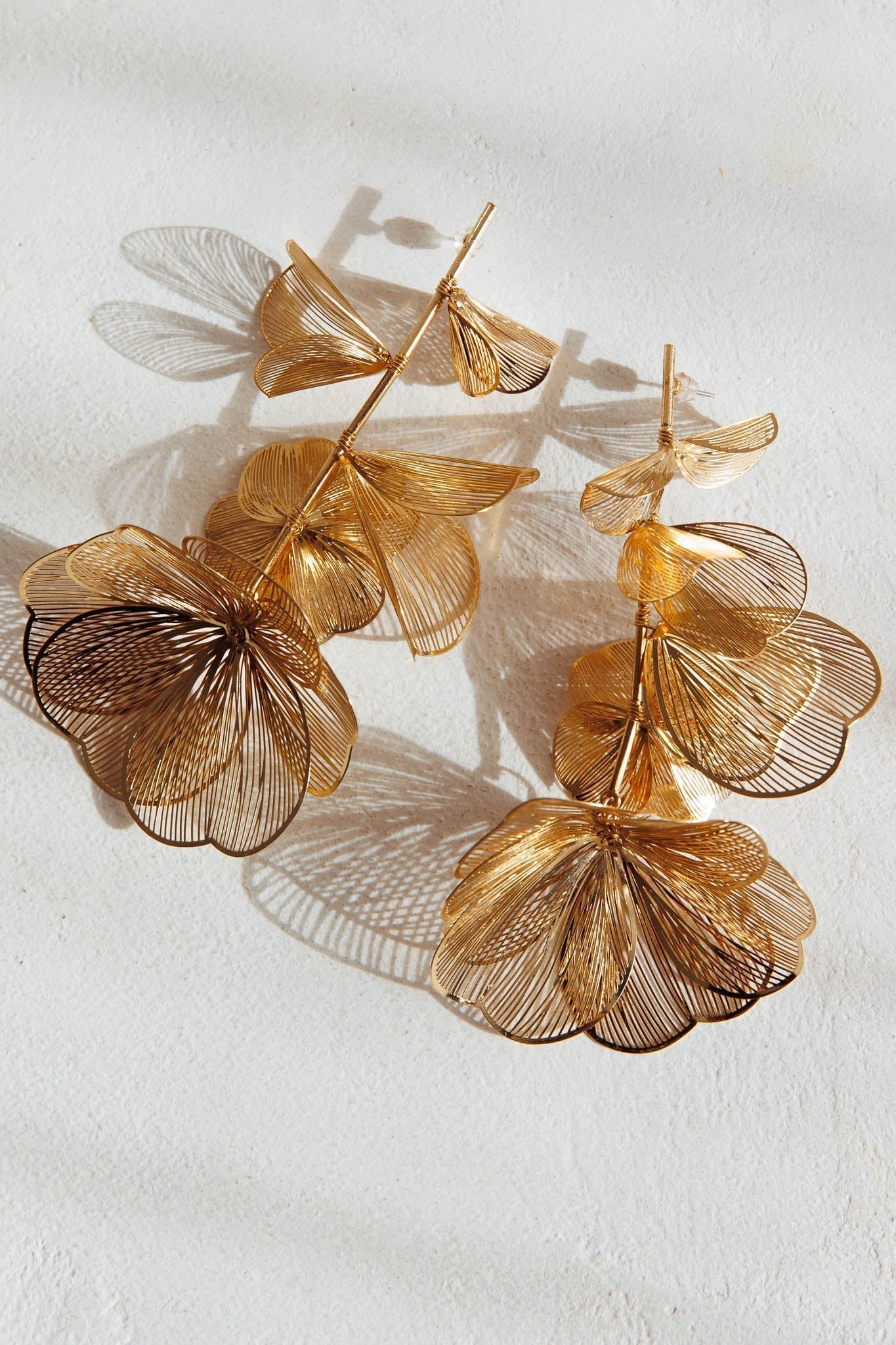 Ruminate Drop Floral Gold Earrings