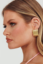Striped Rectangular Gold Earrings