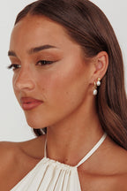 Isadore Gold and Pearl Earring Set