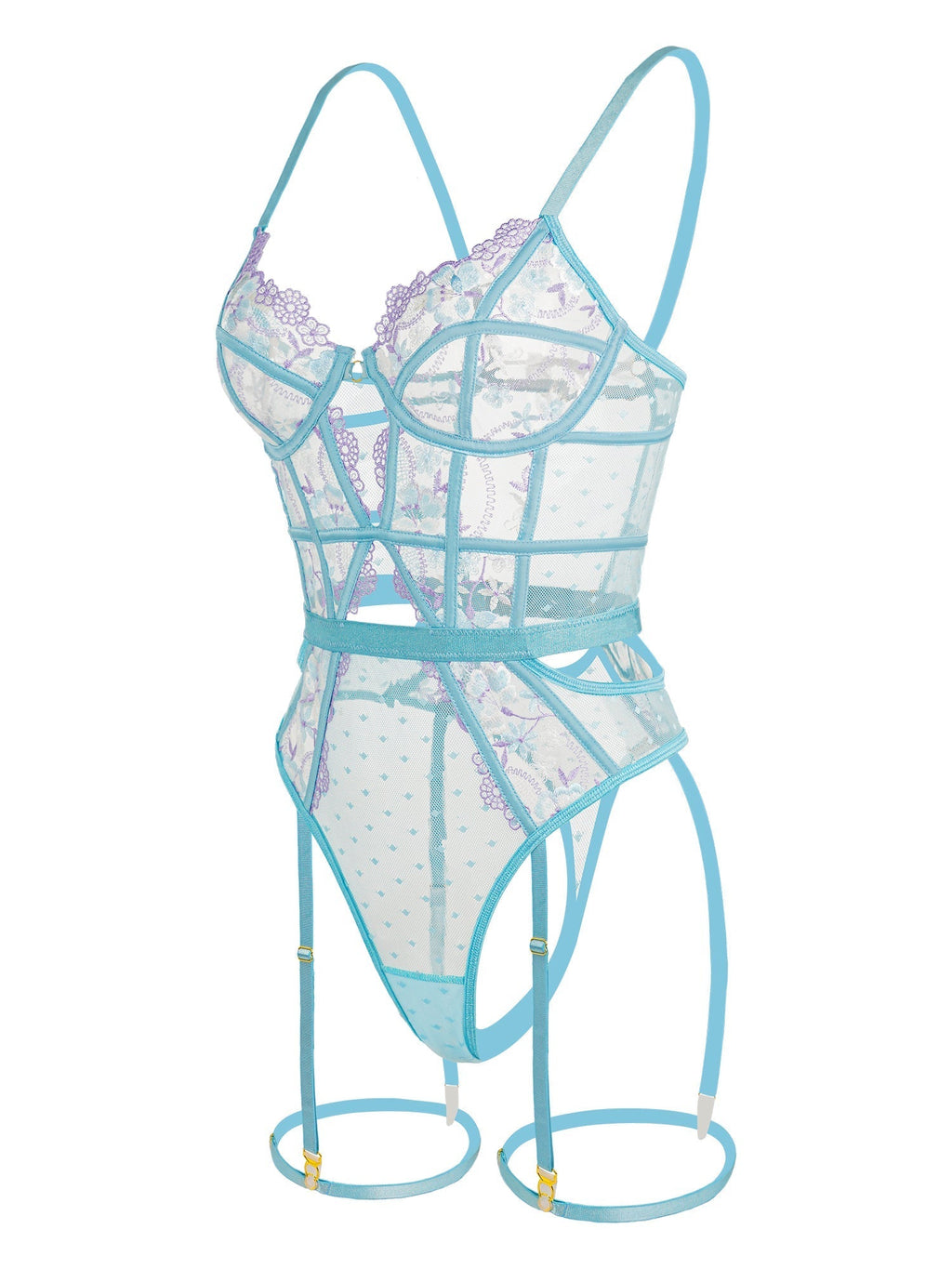 Indigo Dreams Floral French-inspired Sensual Bodysuit - Novaesta