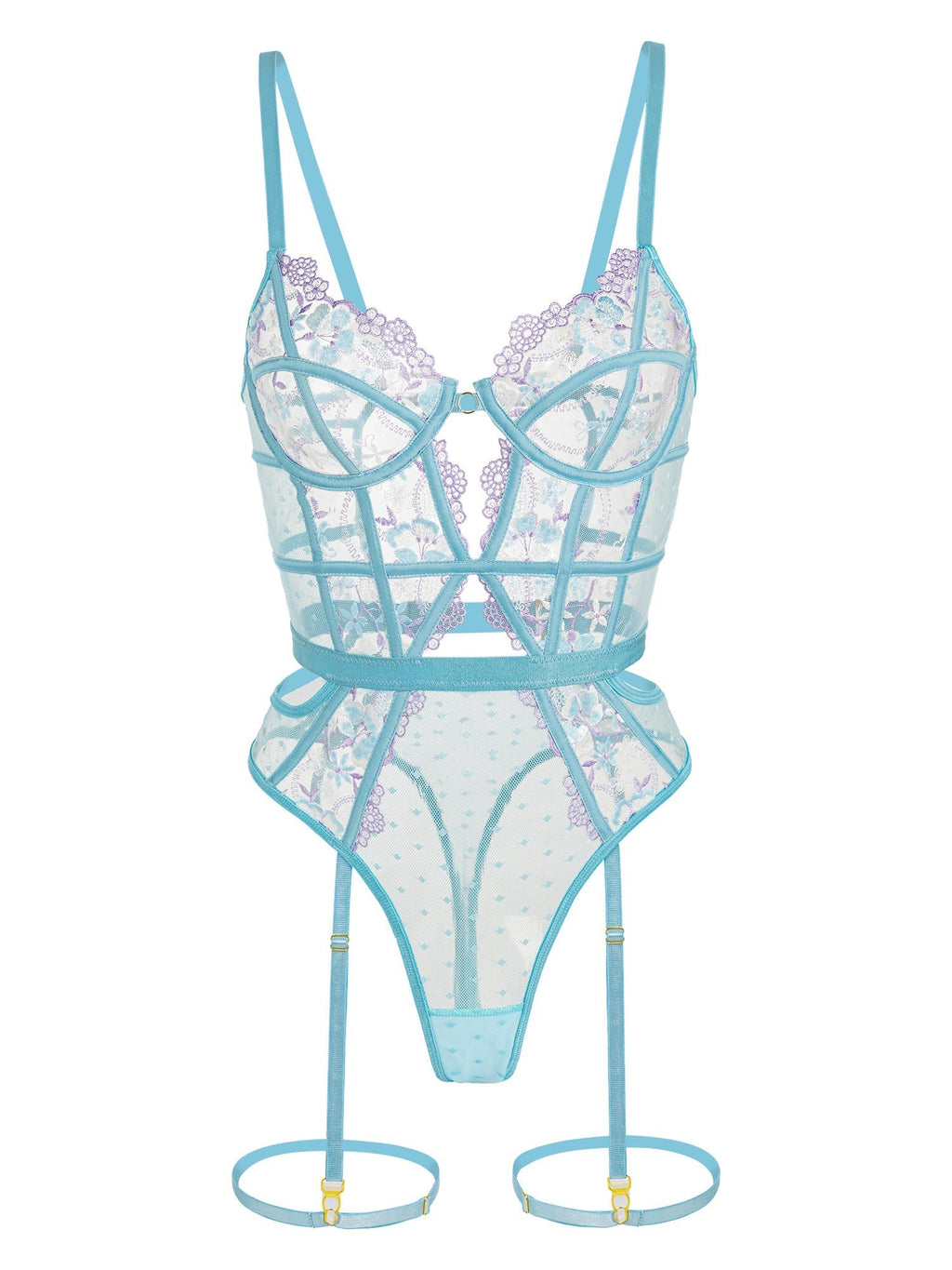 Indigo Dreams Floral French-inspired Sensual Bodysuit - Novaesta