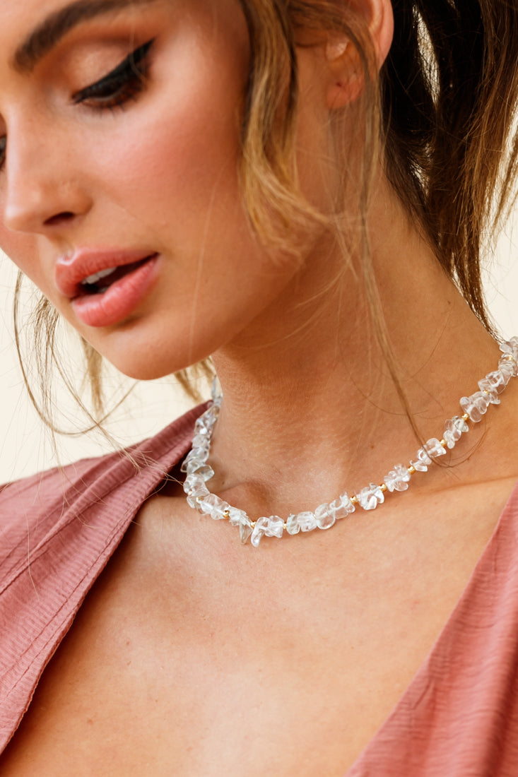 Tiffany Baroque Transparent Necklace with Golden Pearls