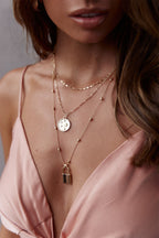 Magic Lock Pendant Necklace Set Gold
