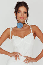 Tiana Denim Choker Necklace with Flower