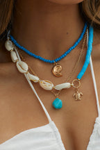 Bora Bora Gold Multi-Layer Shell Bead Necklace