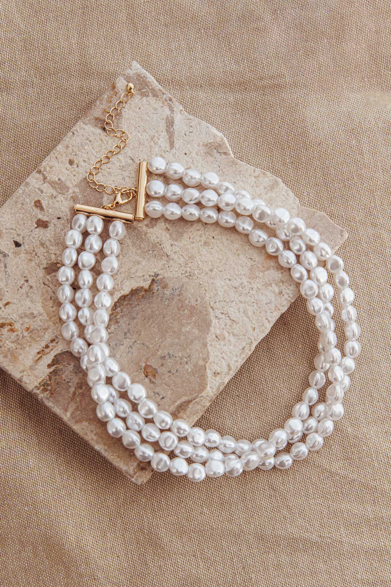 Roxanne Three-Strand Baroque Necklace