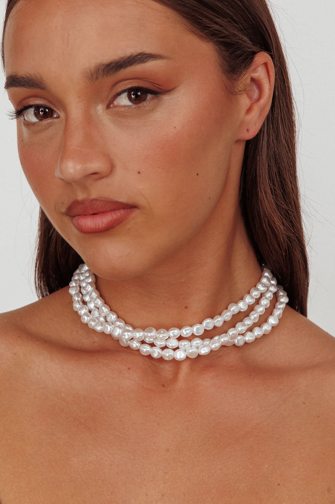 Roxanne Three-Strand Baroque Necklace