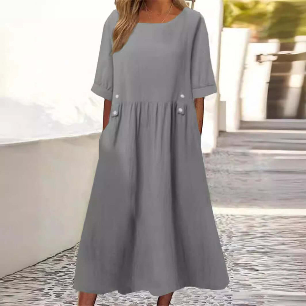 Amora | Cotton-linen Dress - Novaesta