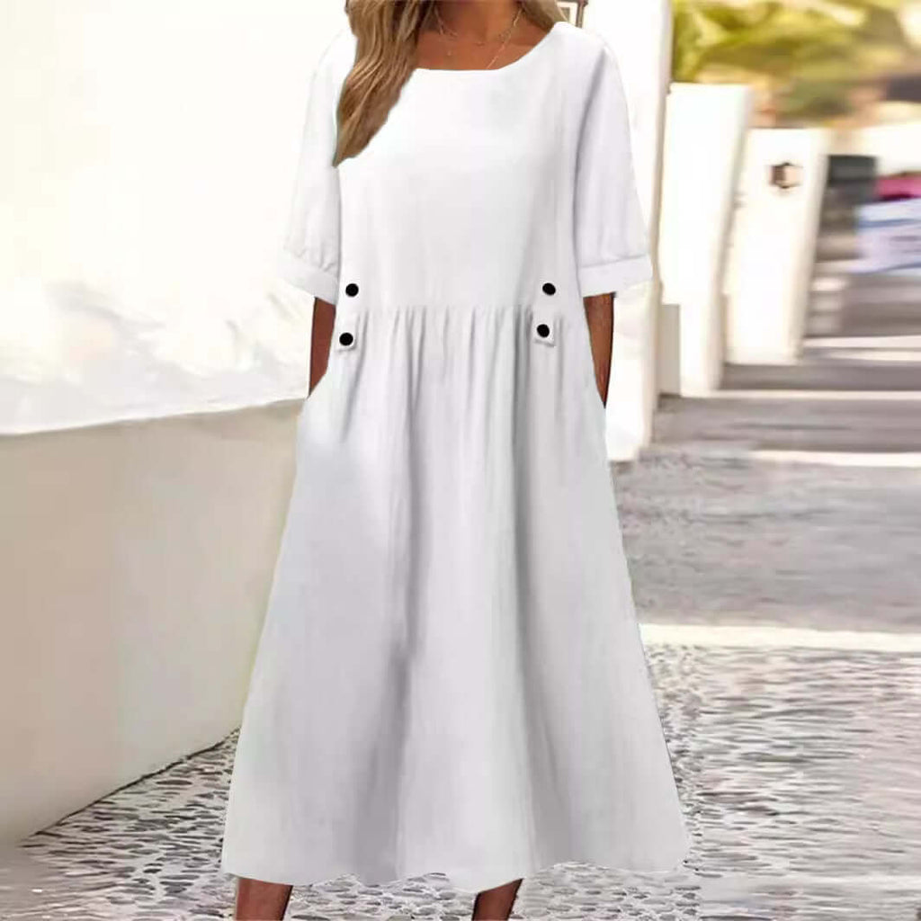 Amora | Cotton-linen Dress - Novaesta