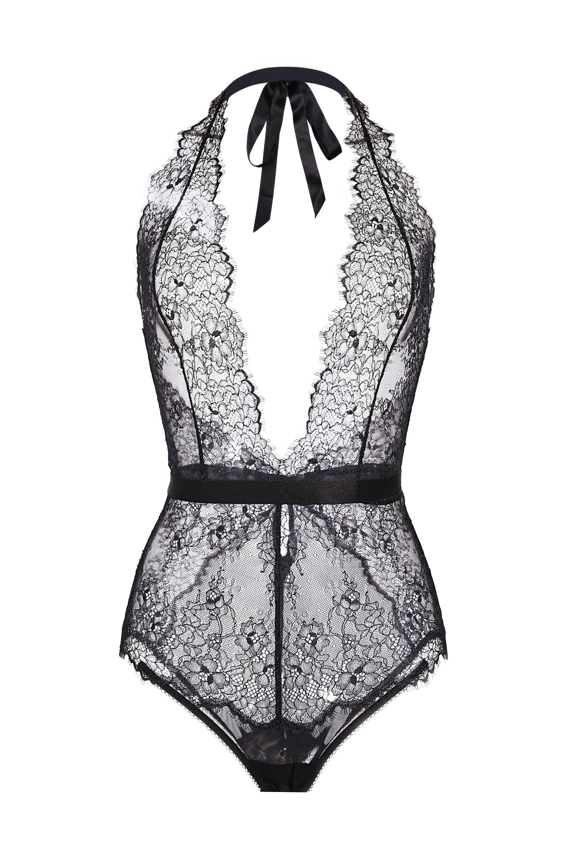 Pluma Black Lace Bodysuit