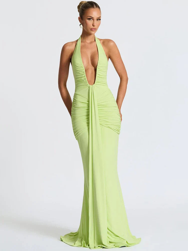Riva | Deep V-Neck & Dazzling Drop