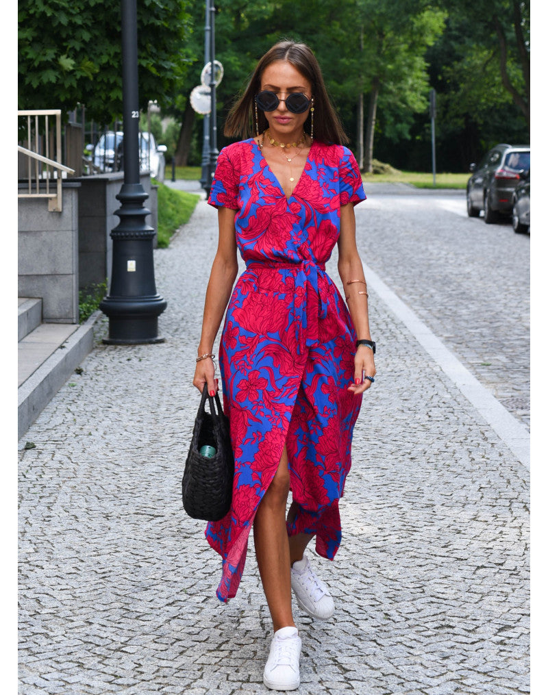 Amelie | Floral Wrap Midi Dress - Novaesta