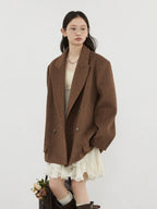 Women’s Loose Wool-Blend Blazer - Double-Breasted