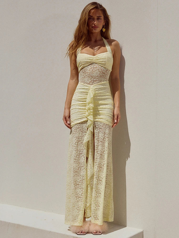 Maïa | Enchanting Halter Dress & Ruching Details