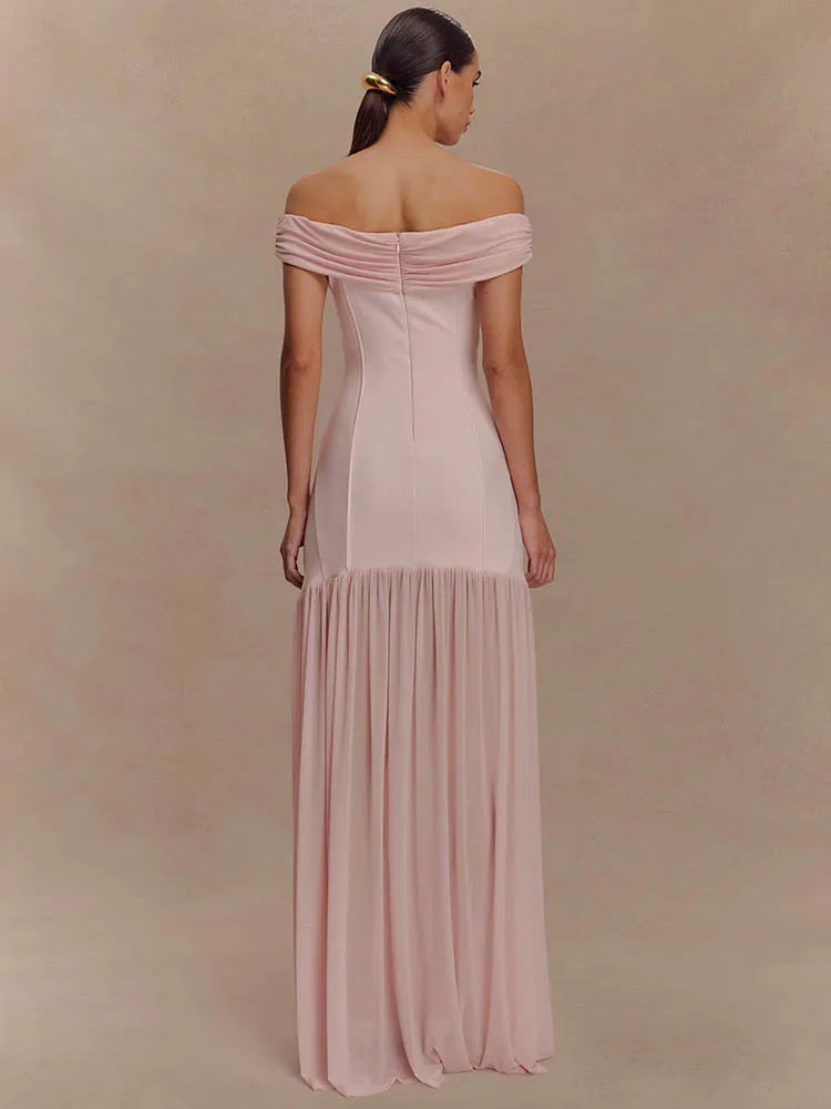 Selena | Off-Shoulder Draped Royal Dress - Novaesta