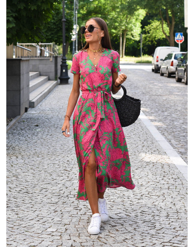 Amelie | Floral Wrap Midi Dress - Novaesta