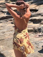 Yana | Tropical Halter Mini Dress