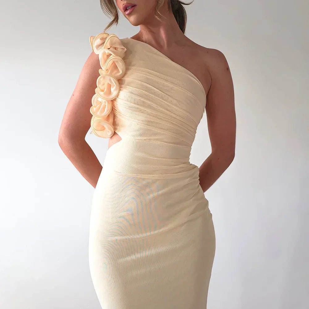 Liora | Asymmetrical Floral Dress & Sculpting Appeal - Novaesta