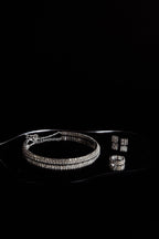 Earrings, Ring, and Necklace Set Suite Life Diamante Silver