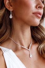 Melissa Diamond Silver Necklace and Earring Set
