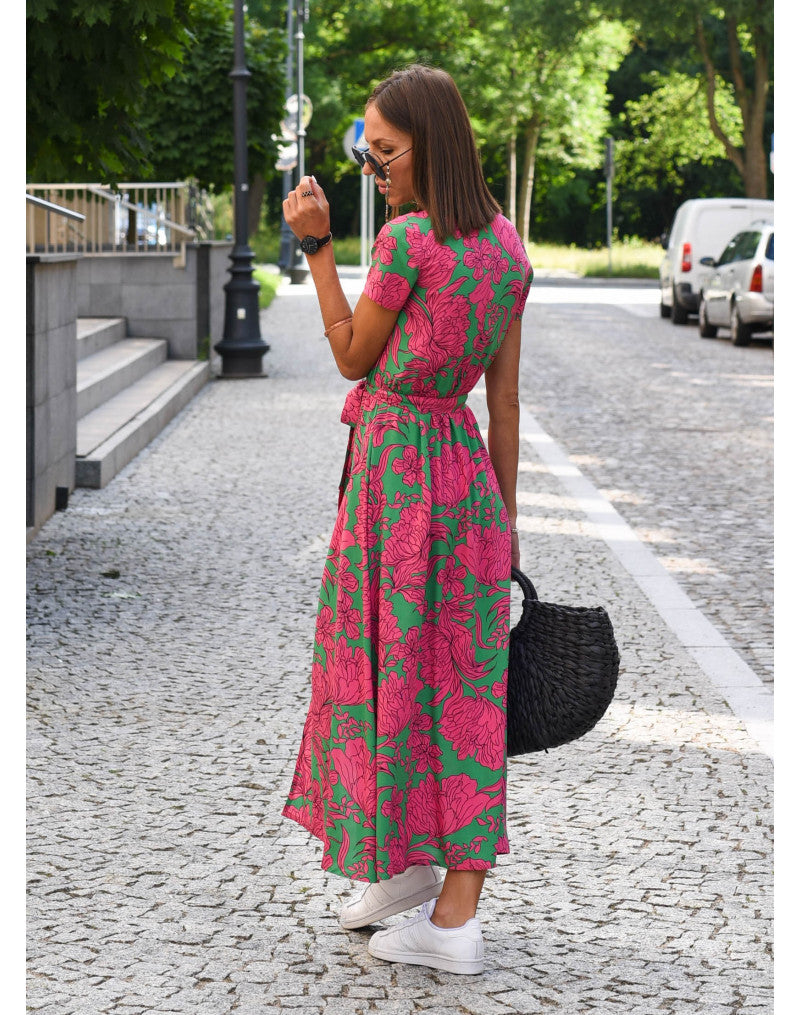 Amelie | Floral Wrap Midi Dress - Novaesta