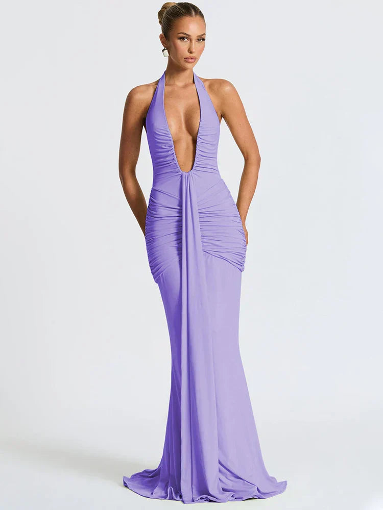Riva | Deep V-Neck & Dazzling Drop
